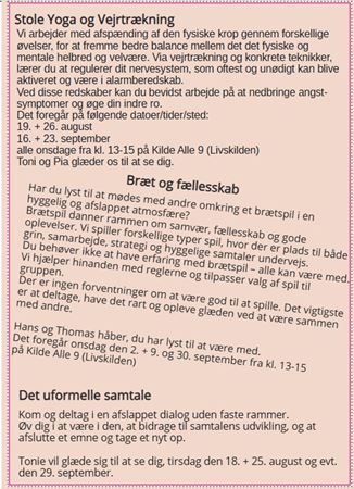 Indhold af tilbud i recoveryskolen august og september 2026 Indhold af tilbud i recoveryskolen august og september 2026